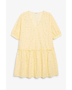 Oversized Cotton Mini Dress Yellow Floral