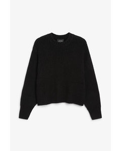 Puffed Sleeve Sweater Black