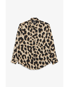 Long Sleeve Blouse Big Leopard Print