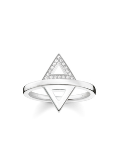 Ring Triangle 925 Sterling Silver, Diamond
