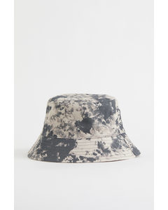Reversible Cotton Bucket Hat Light Beige/tie-dye