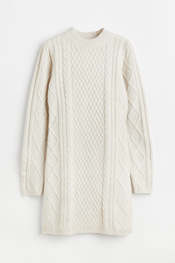 H&M Cable-knit Dress Natural White