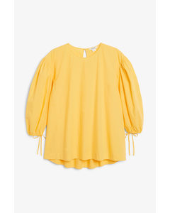 Flowy Yellow Blouse With Bow Detail Yellow