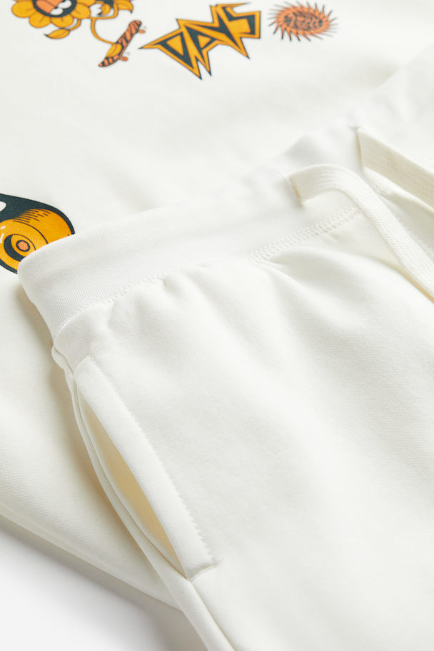 H&M 2-piece Sweatshirt Set White/subreal