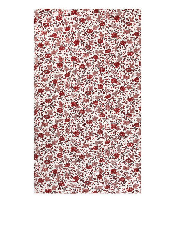 Arket Baumwolltischtuch, 145 x 250  cm Cremeweiß/Rot