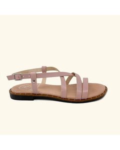 Kos Flat Sandals Pink Leather