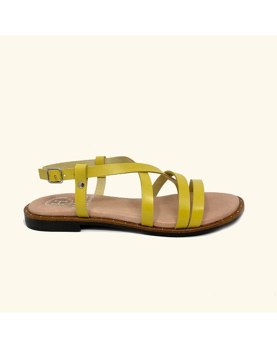 Hanks Kos Flat Sandals Leather Yellow