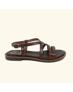 Kos Flat Sandals Brown Leather