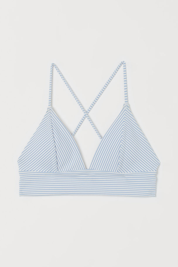 H&M Padded Bikini Top Light Blue/white Striped