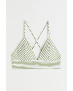 Padded Bikini Top Light Green/white Striped