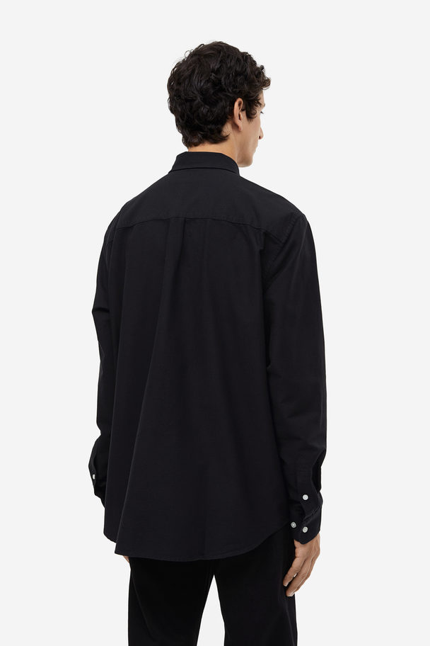 H&M Oxfordhemd Regular Fit Schwarz