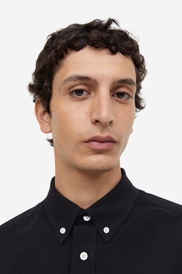 H&M Oxfordhemd Regular Fit Schwarz