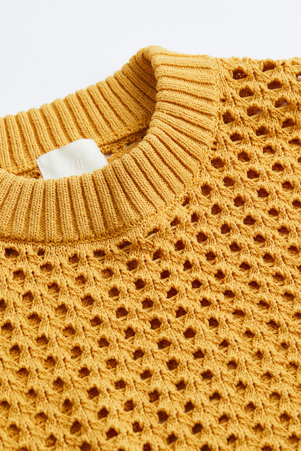 H&M Pointelle-knit Jumper Yellow