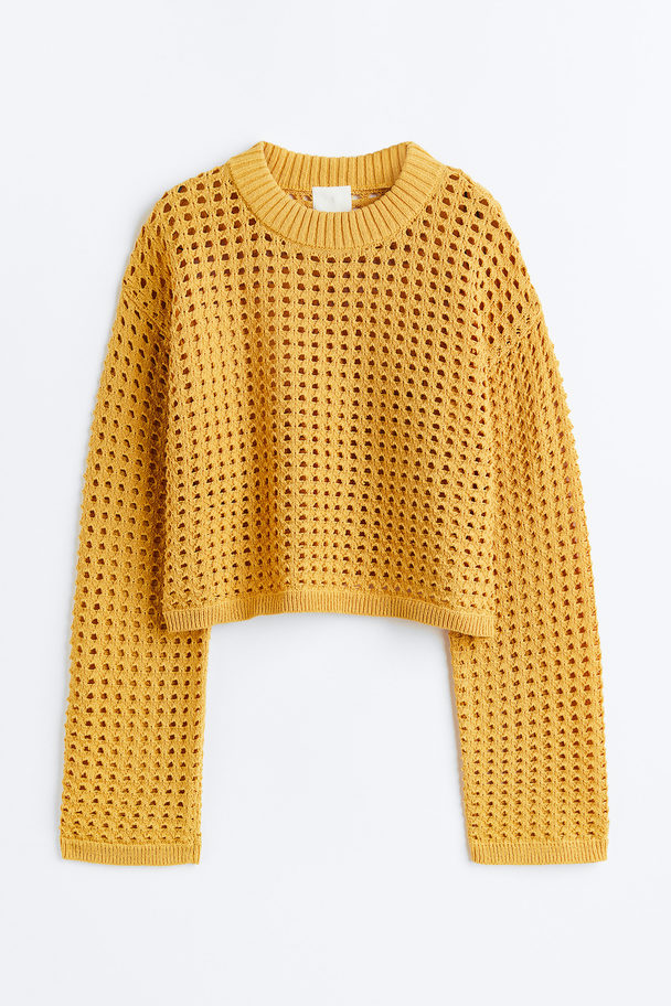 H&M Pointelle-knit Jumper Yellow