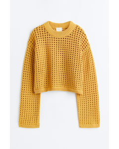 Pointelle-knit Jumper Yellow