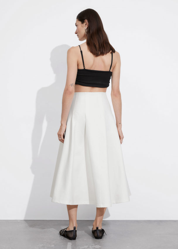 & Other Stories A-line Midi Skirt White