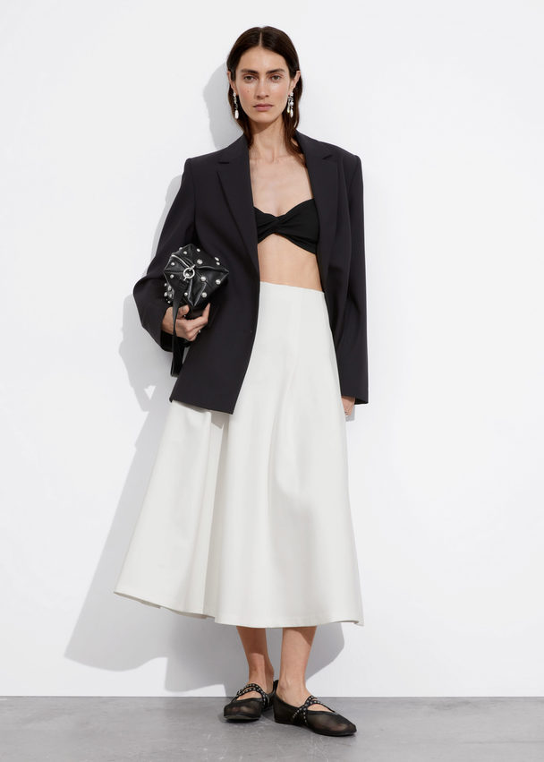 & Other Stories A-line Midi Skirt White