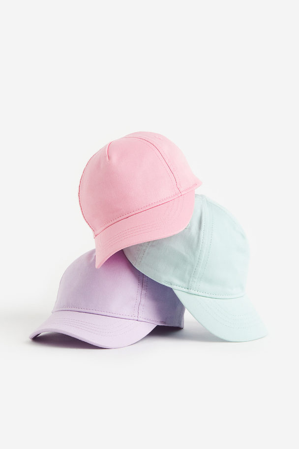 H&M 3-pack Caps Pink/light Purple