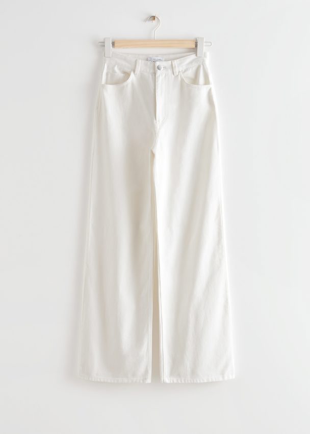 & Other Stories Wide High Waist Cotton Trousers White