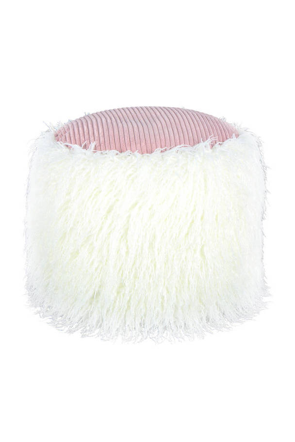 360Living Fellpouf Bobtail 125 White / Rose