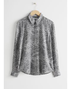 Spotted Button Up Shirt Grey Paisley