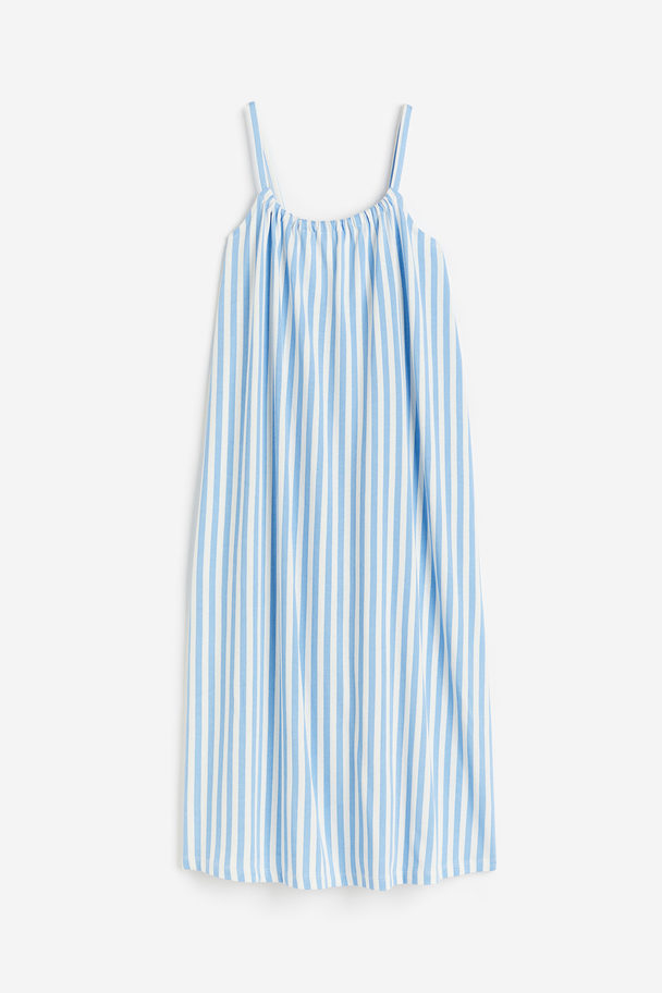 H&M Oversized Jersey Dress White/blue Striped