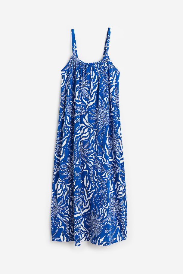 H&M Oversize-Jerseykleid Knallblau/Gemustert