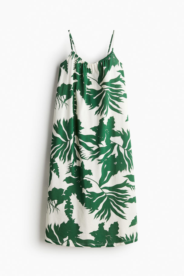 H&M Oversized Tricot Jurk Wit/groen Dessin