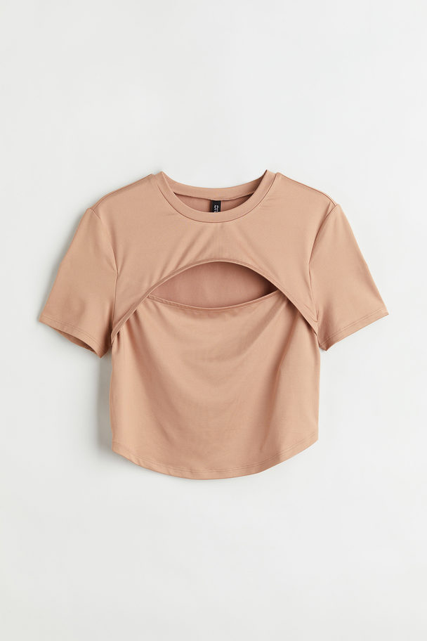 H&M Cut Out-topp Med Lyster Beige