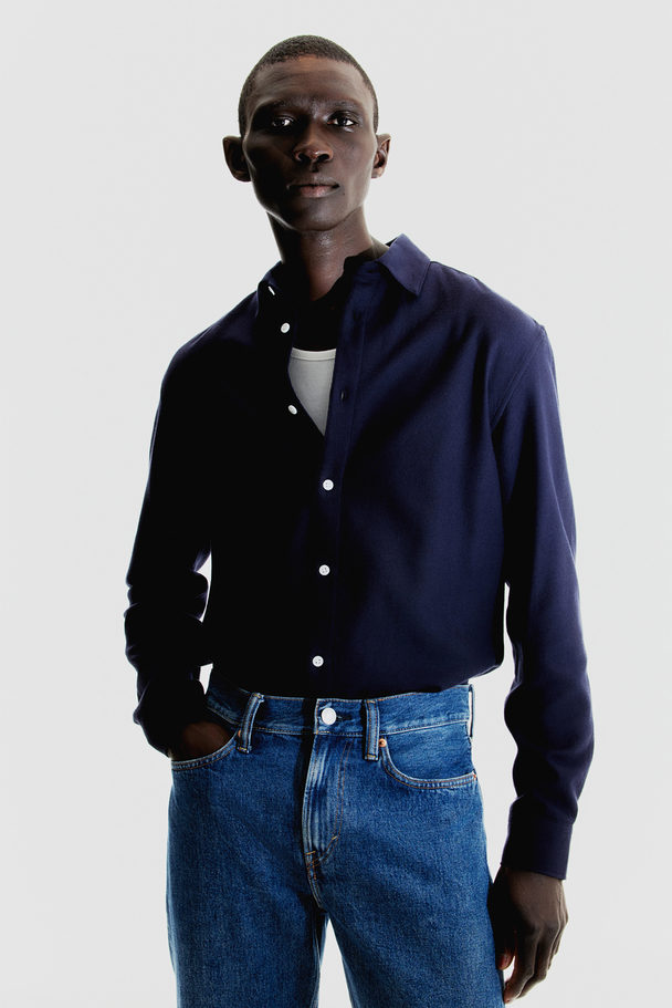 H&M Overhemd - Regular Fit Donkerblauw