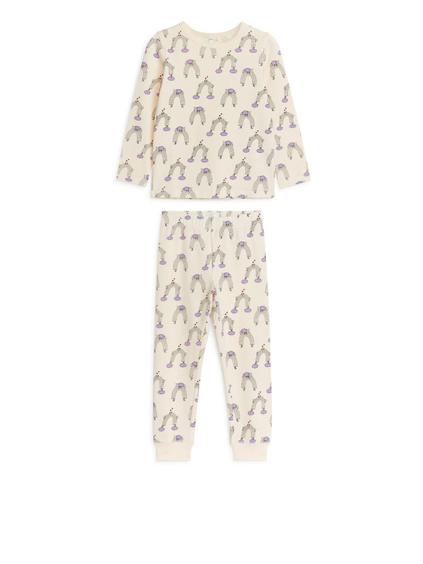 ARKET Jersey-Pyjama Cremeweiß