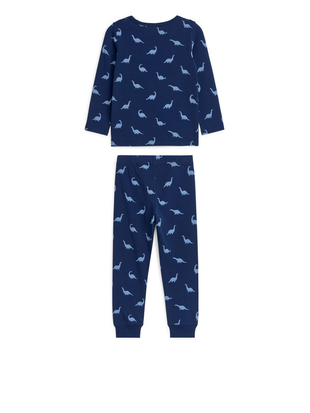 ARKET Jersey-Pyjama Blau/Dinosaurier