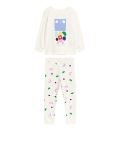 Jersey-Pyjama-Set aus der Künstleredition Weiß/Bunt