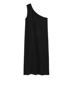 One-shoulder Fitted Jersey Dress Black