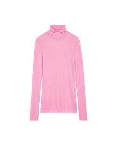 Sheer Merino Wool Roll-neck Pink