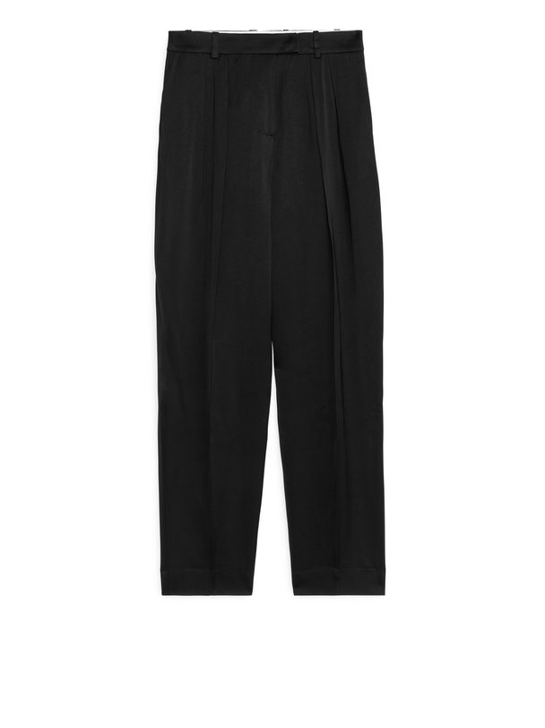 Arket Tapered Satin Trousers Black