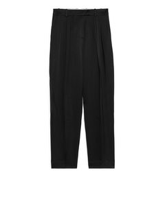 Tapered Satin Trousers Black