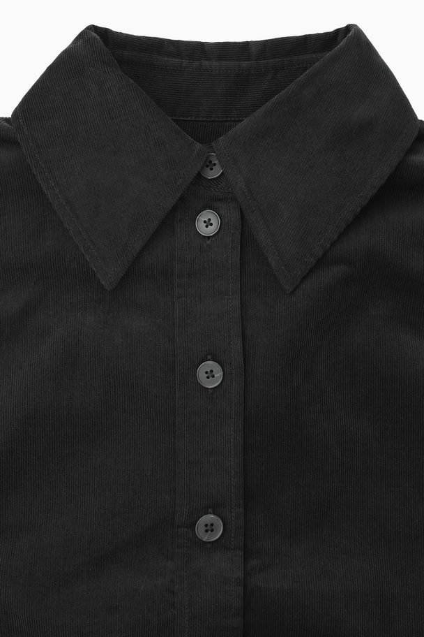 COS Corduroy Midi Shirt Dress Black