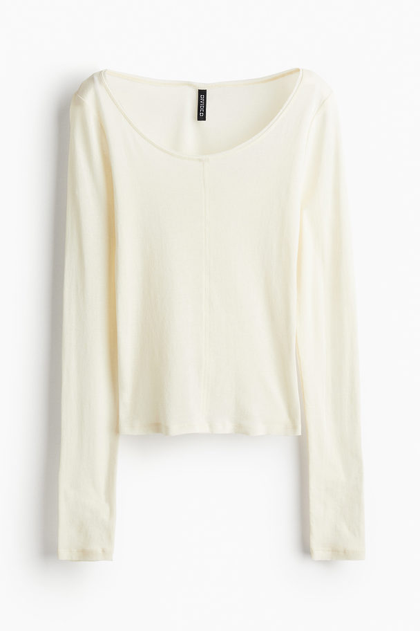 H&M Top I Tynd Bomuld Lys Beige