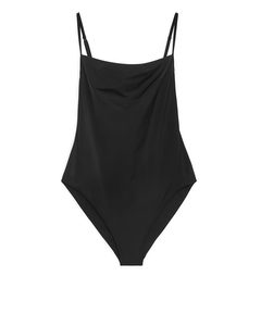 Square-neck Swimsuit Black