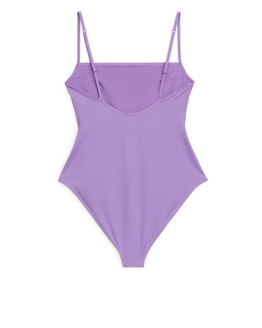 Arket Square-neck Swimsuit Lilac