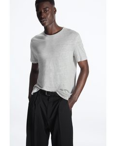Regular-fit Linen T-shirt Light Grey