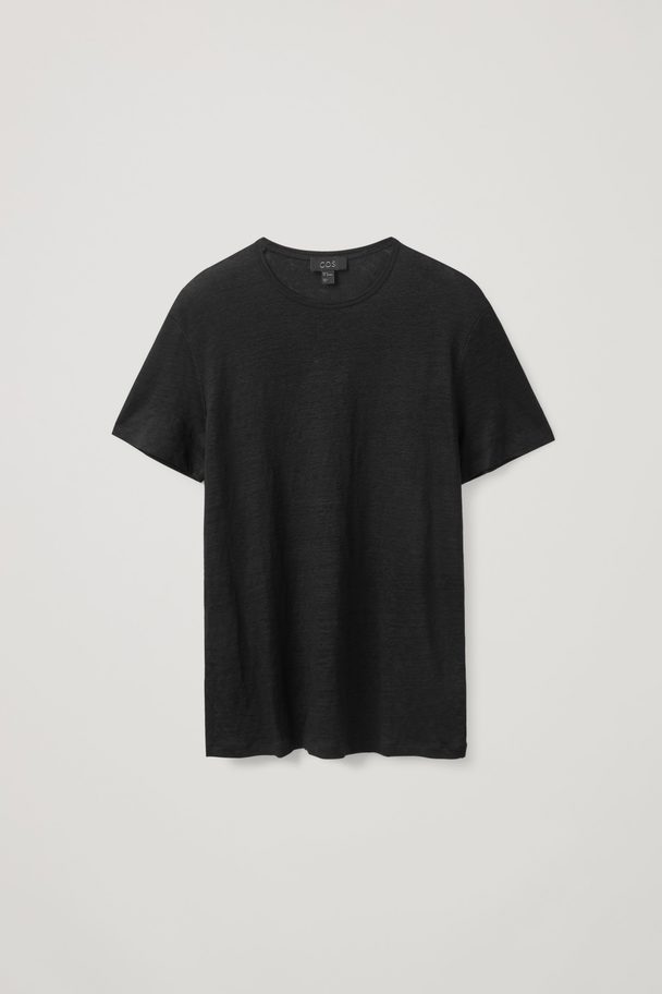 COS Regular-fit Linen T-shirt Black