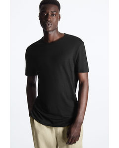 Regular-fit Linen T-shirt Black