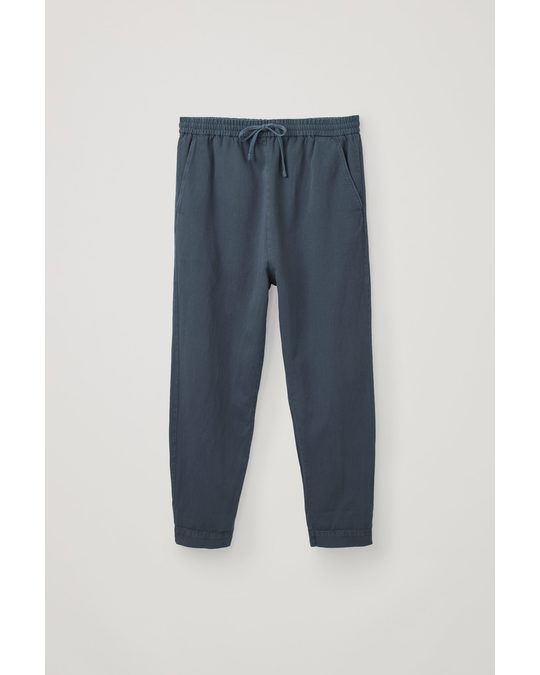 COS Relaxed Cotton-linen Trousers Steel Blue