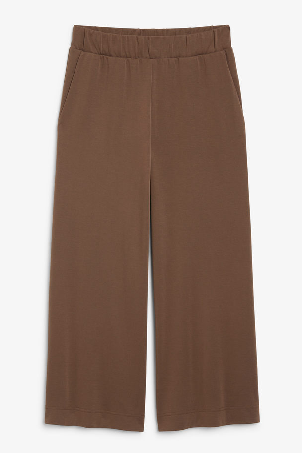 Monki Wide Leg Super-soft Trousers Brown Brown