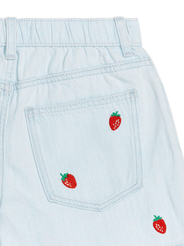 ARKET Brodert Denimshorts Lyseblå