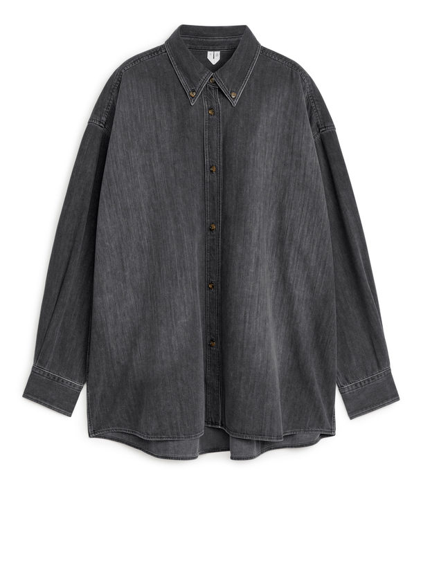 ARKET Oversized Denim Shirt Washed Black