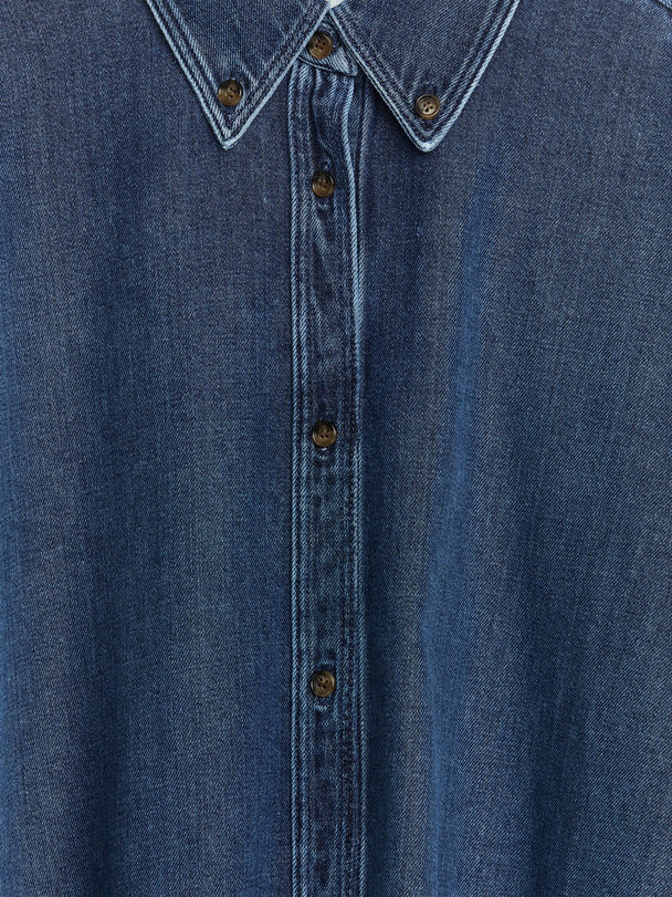 ARKET Oversized Skjorta I Denim Mörkblå