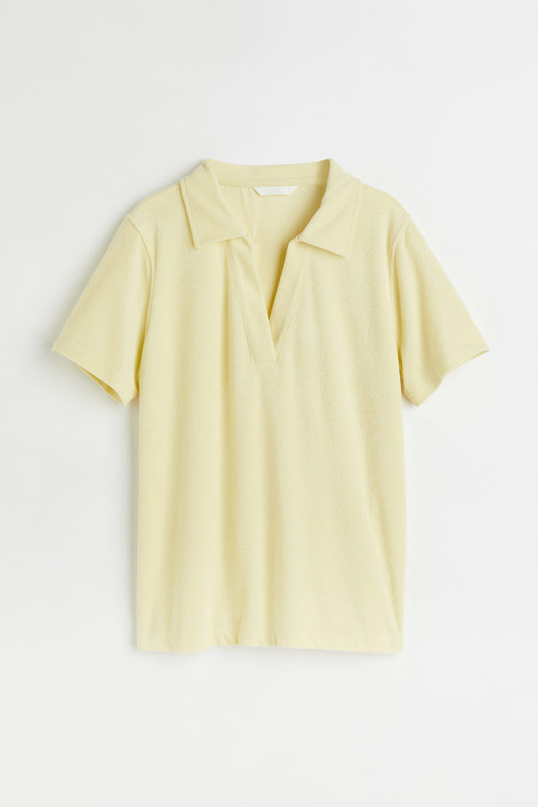 H&M Terry Polo Shirt Light Yellow